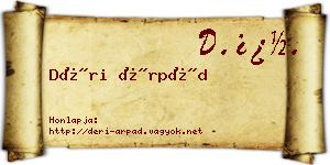 Déri Árpád névjegykártya